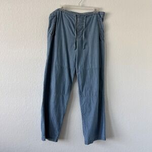 Gap Body Womens Small Blue Chambray Wide Leg Relaxed Drawstring Pants Cotton